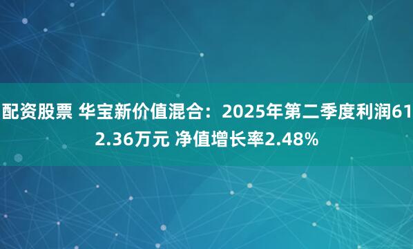 配资股票 华宝新价值混合：2025年第二季度利润612.36万元 净值增长率2.48%