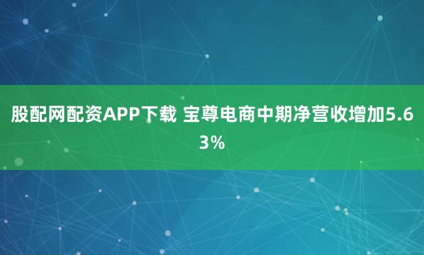 股配网配资APP下载 宝尊电商中期净营收增加5.63%